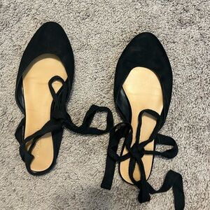 aeo black lace up flats